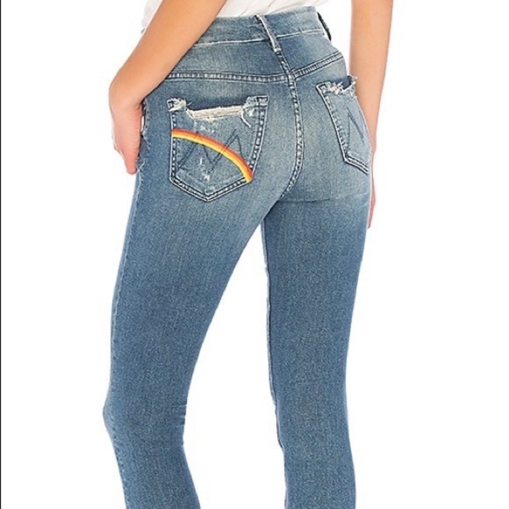Mother Denim High Waisted Crop Rainbow Pocket Jeans | Size 27